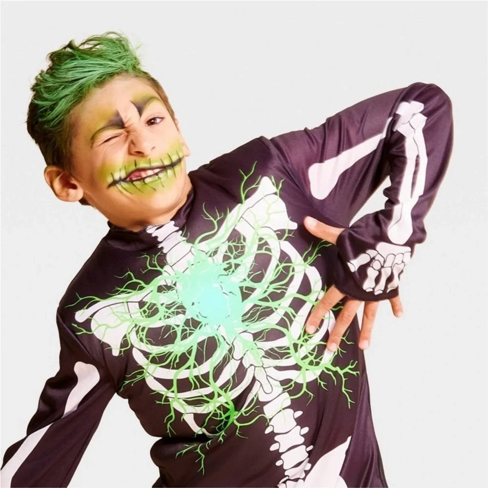 NWT Hyde & EEK! Skeleton Glow under Blacklight Electric Bones Costume Sz S (6-7)